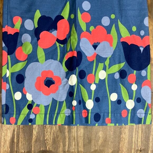 Boden Womens Skirt Blue Floral 100% Cotton Pull On Side Zip 6 Long - Picture 3 of 10